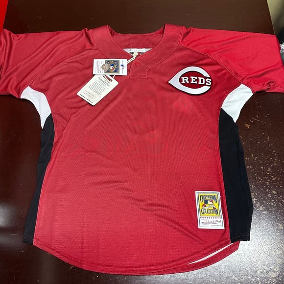 Mitchell & Ness Mens Red Ken Griffey #3 Cincinnati Reds MLB Baseball Jersey Sz L - Picture 1 of 6